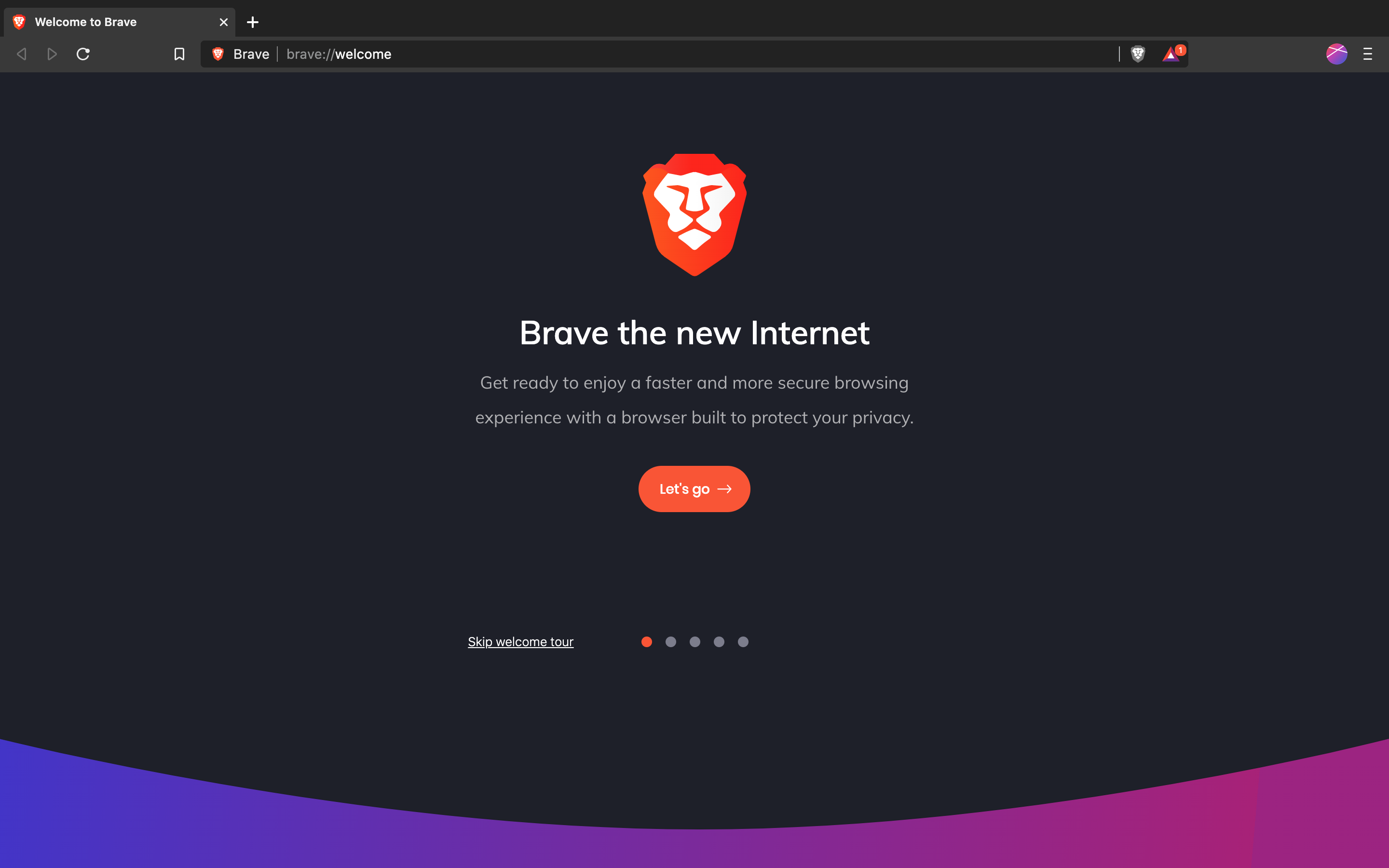 Brave Browser Welcome Page