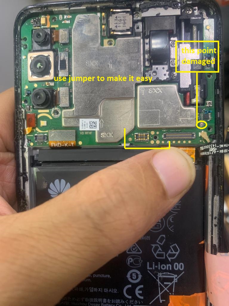 alternative point for damaged test point on Huawei Enjoy 10 Plus